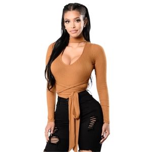 Camel Bodysuit From Fashion Nova